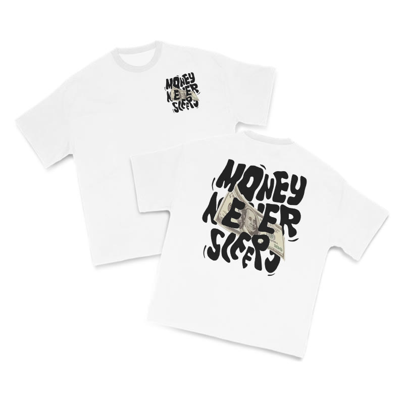 Money Never Sleeps Print T-shirt - White - US16-18(2XL) - image 2