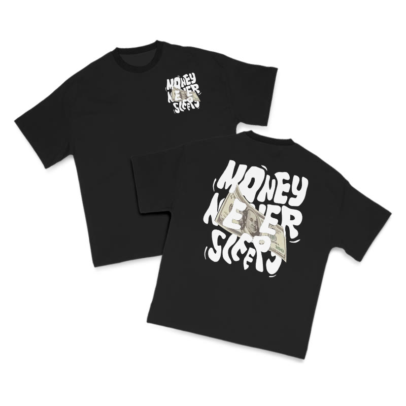 Money Never Sleeps Print T-shirt - Black - US16-18(2XL) - image 1