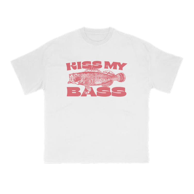 Kiss My Bass Print T-shirt - White - US16-18(2XL) - image 1