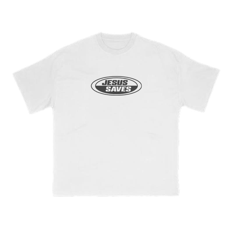 Jesus Saves Vintage Print T-shirt - White - US16-18(2XL) - image 1