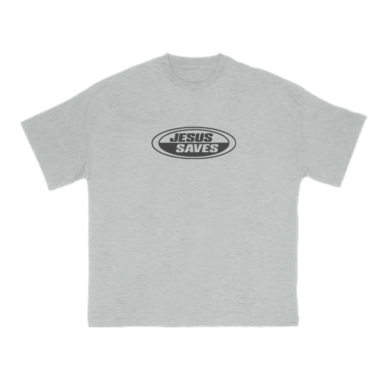 Jesus Saves Vintage Print T-shirt - Grey - US16-18(2XL) - image 3