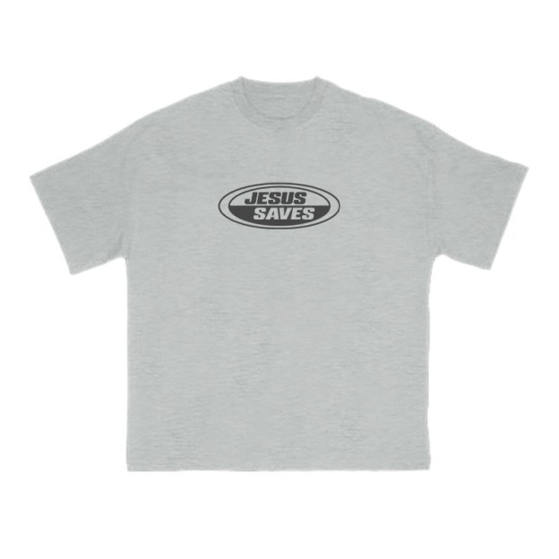 Jesus Saves Vintage Print T-shirt - Grey - US16-18(2XL) - image 3