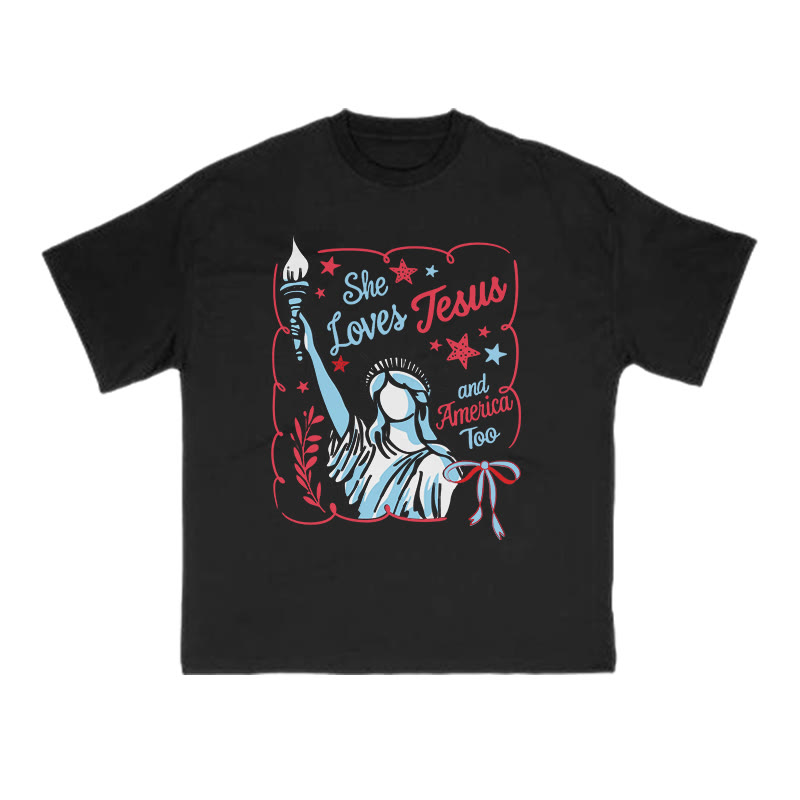 She Loves Jesus Print T-shirt - Black - US16-18(2XL) - image 2