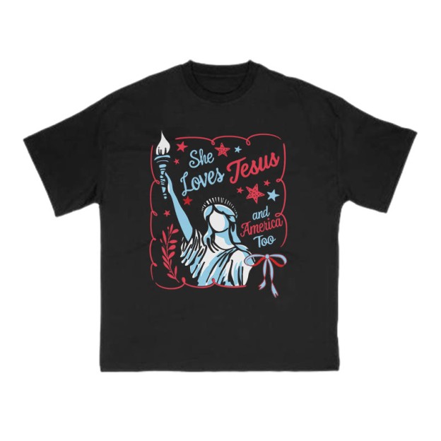 She Loves Jesus Print T-shirt - Black - US16-18(2XL) - image 2