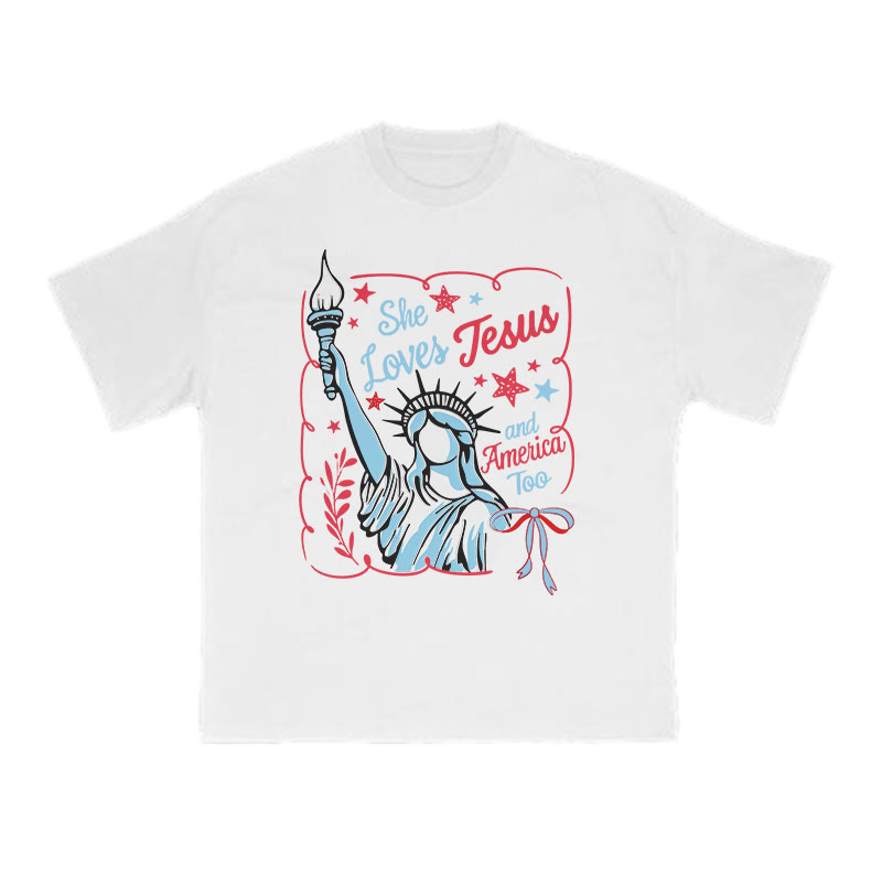 She Loves Jesus Print T-shirt - White - US16-18(2XL) - image 1