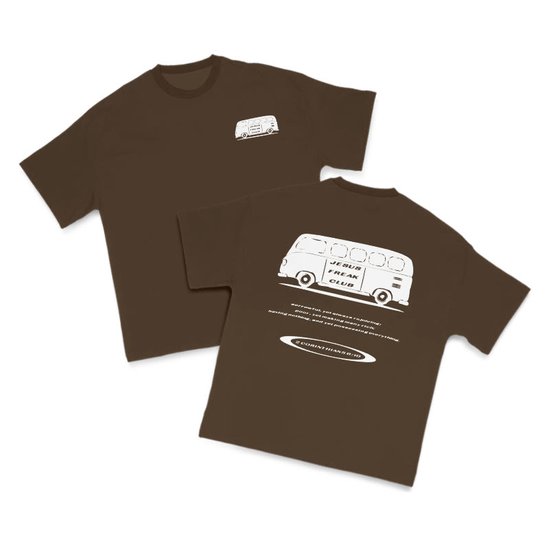 Jesus Freak Club Bus Print T-shirt - Coffee - US16-18(2XL) - image 1