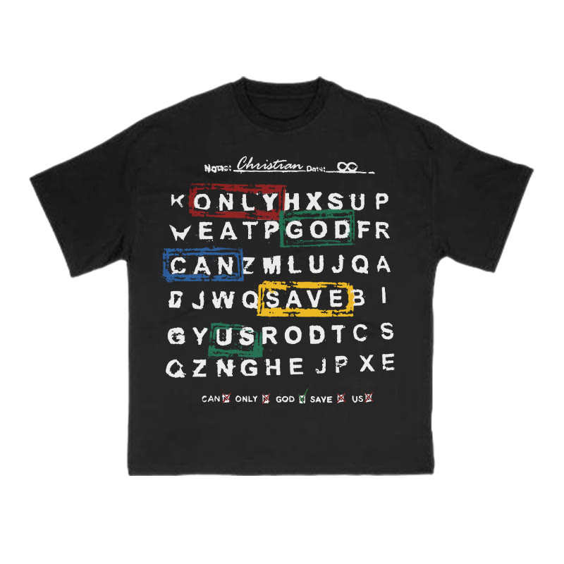 Only God Can Save Us Print T-shirt - Black - US16-18(2XL) - image 2