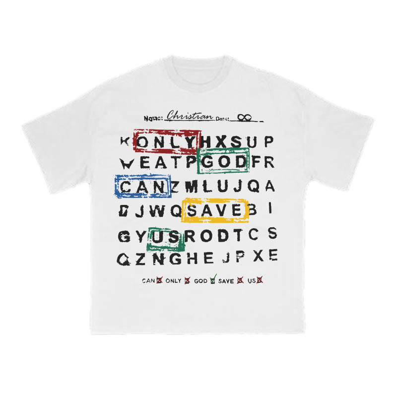 Only God Can Save Us Print T-shirt - White - US16-18(2XL) - image 1