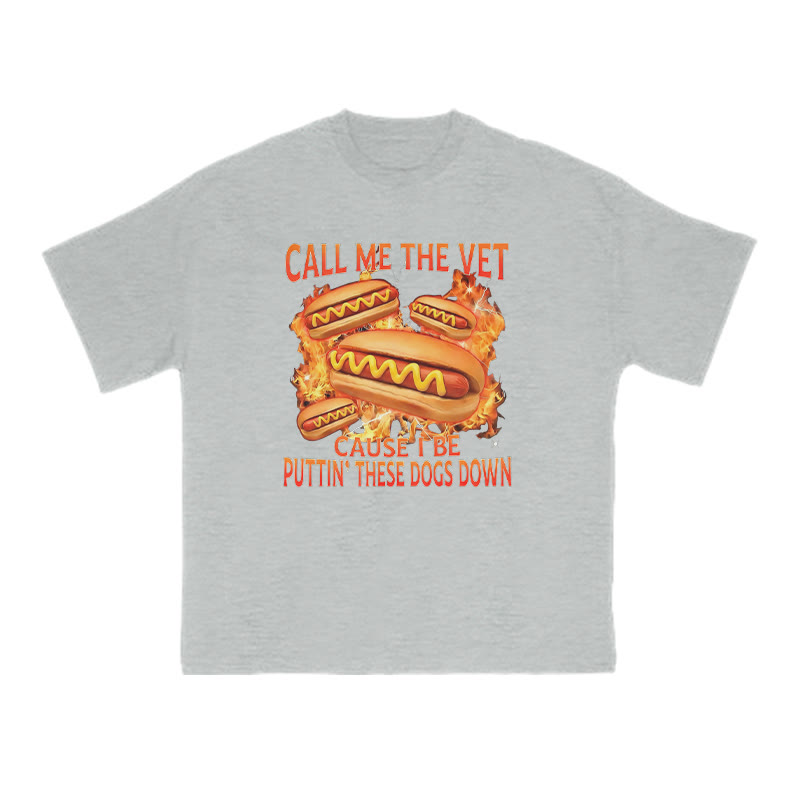 Call Me The Vet Cause I Be Puttin' These Dogs Down Print T-shirt - Grey - US16-18(2XL) - image 3