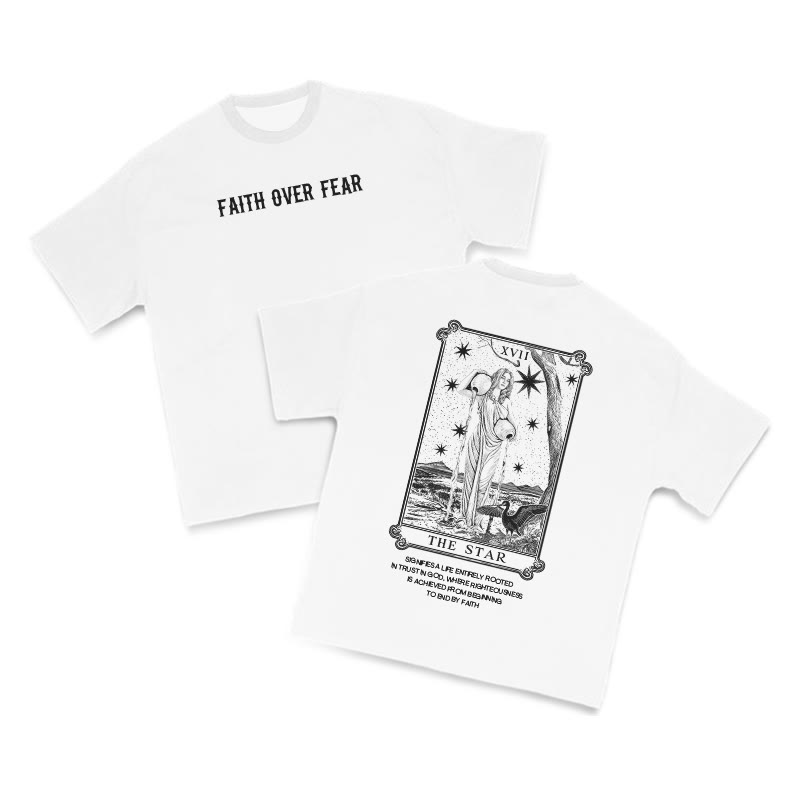 Tarot The Star Faith Over Fear Print T-shirt - White - US16-18(2XL) - image 2
