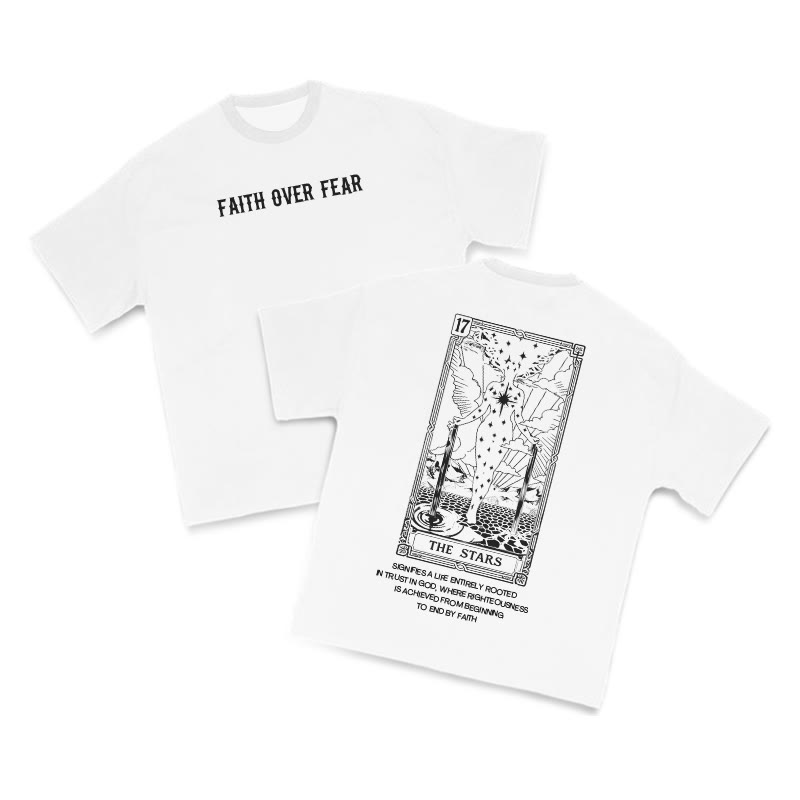Faith Over Fear Tarot 17 The Star Print T-shirt - White - US16-18(2XL) - image 2