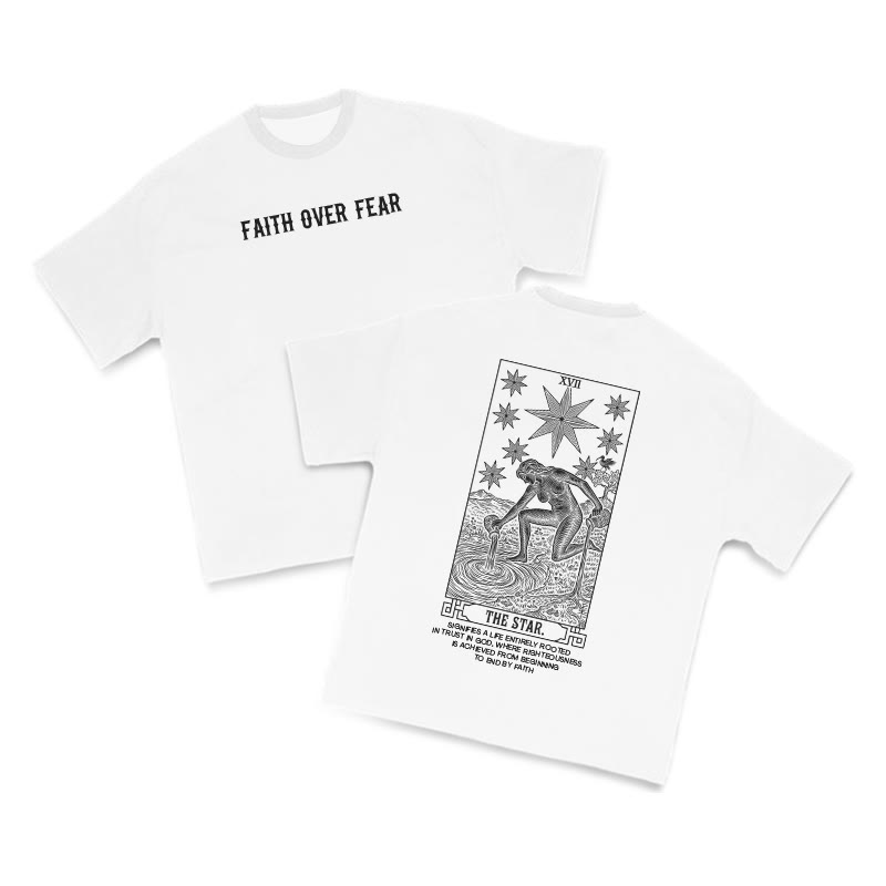Faith Over Fear Tarot The Star Print T-shirt - White - US16-18(2XL) - image 2