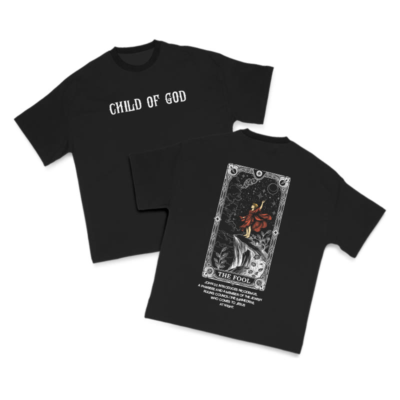 Child Of God Tarot 0 The Fool Print T-shirt - Black - US16-18(2XL) - image 1