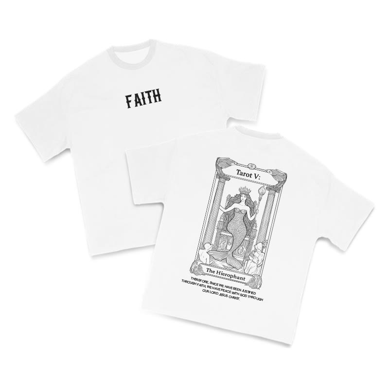 Faith Tarot The Hierophant Print T-shirt - White - US16-18(2XL) - image 2