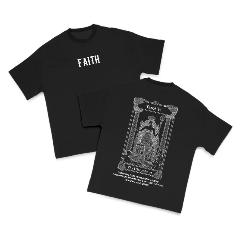 Faith Tarot The Hierophant Print T-shirt - Black - US16-18(2XL) - image 1