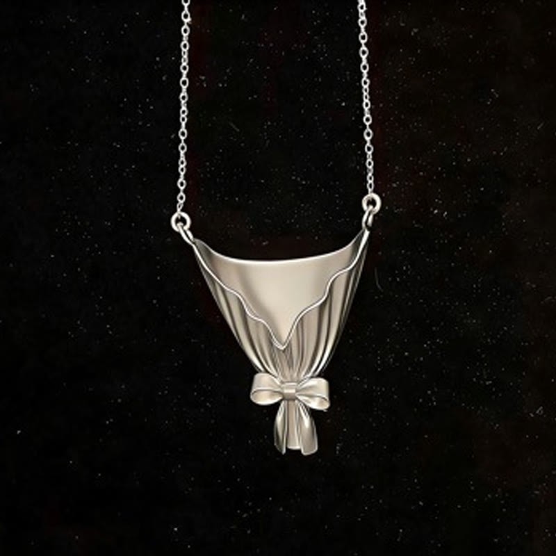 Elegant Wearable Flower Bouquet Clip Necklace - Silver - 51-60cm - image 5
