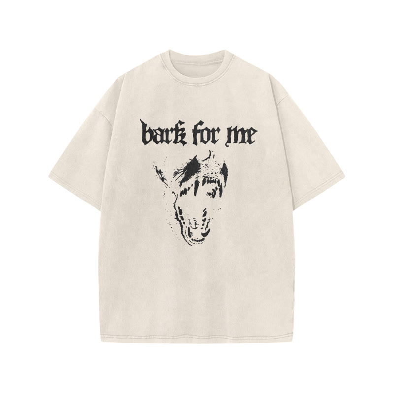 Bark For Me Print Acid Washed T-shirt - Beige - US20-22(3XL) - image 2