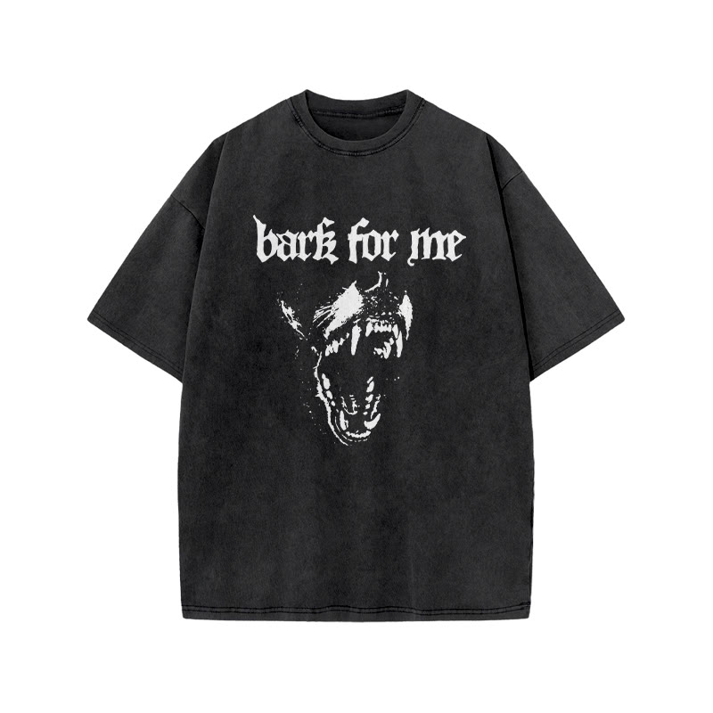 Bark For Me Print Acid Washed T-shirt - Black - US20-22(3XL) - image 1