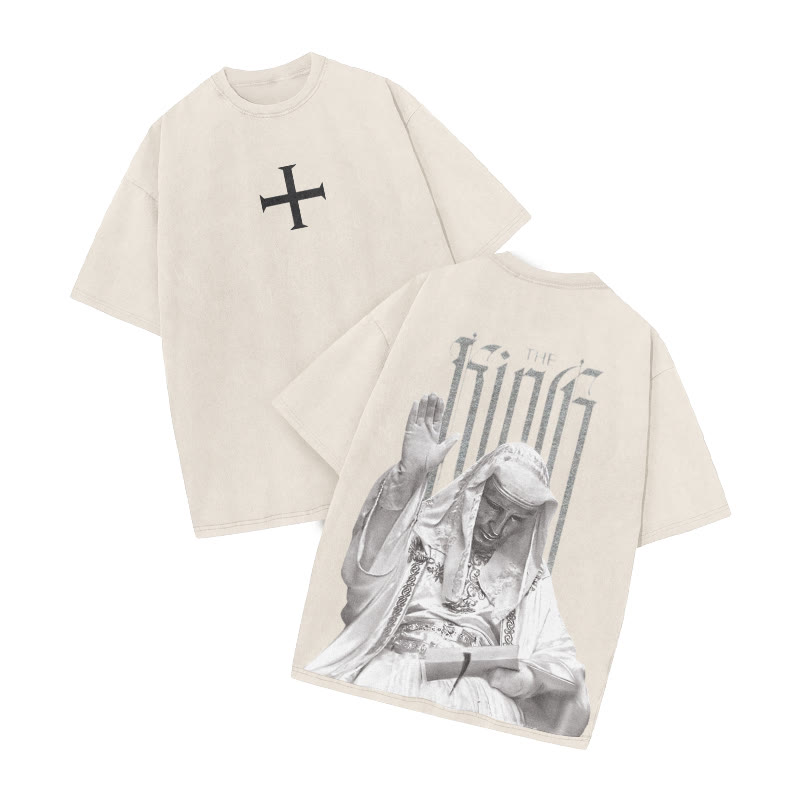 The King Cross Print Acid Washed T-shirt - Beige - US20-22(3XL) - image 2