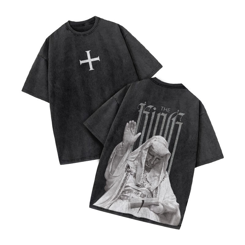 The King Cross Print Acid Washed T-shirt - Black - US20-22(3XL) - image 1