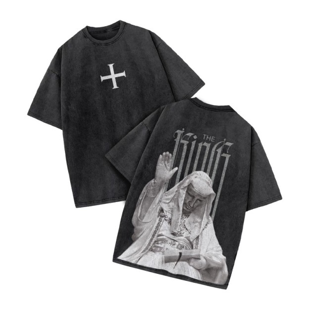 The King Cross Print Acid Washed T-shirt - Black - US20-22(3XL) - image 1
