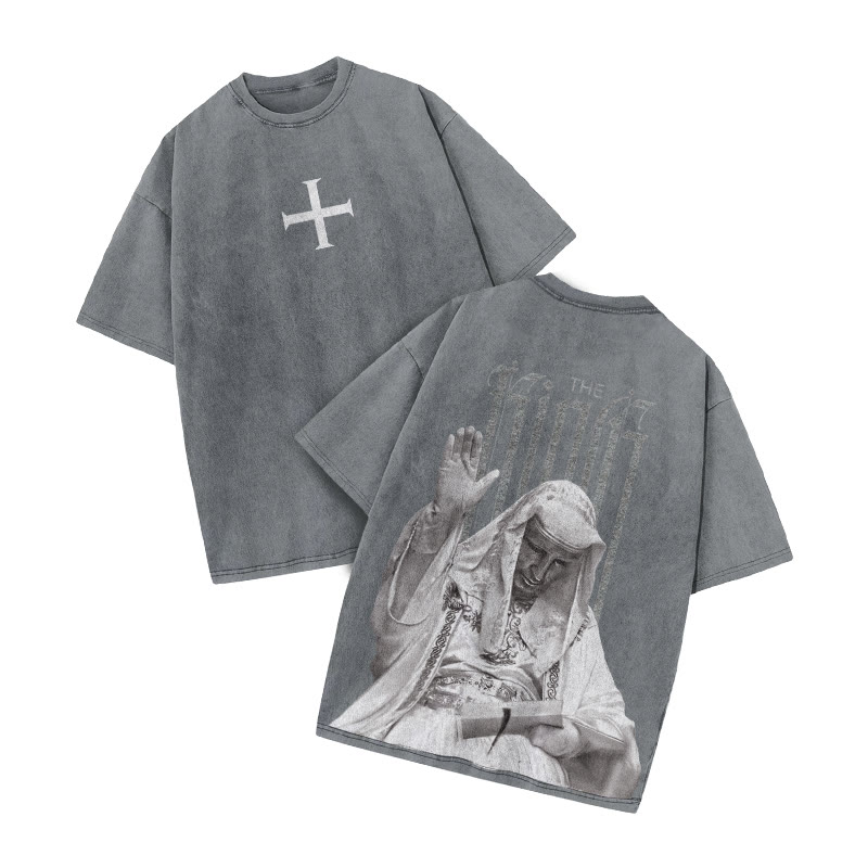 The King Cross Print Acid Washed T-shirt - Grey - US20-22(3XL) - image 3