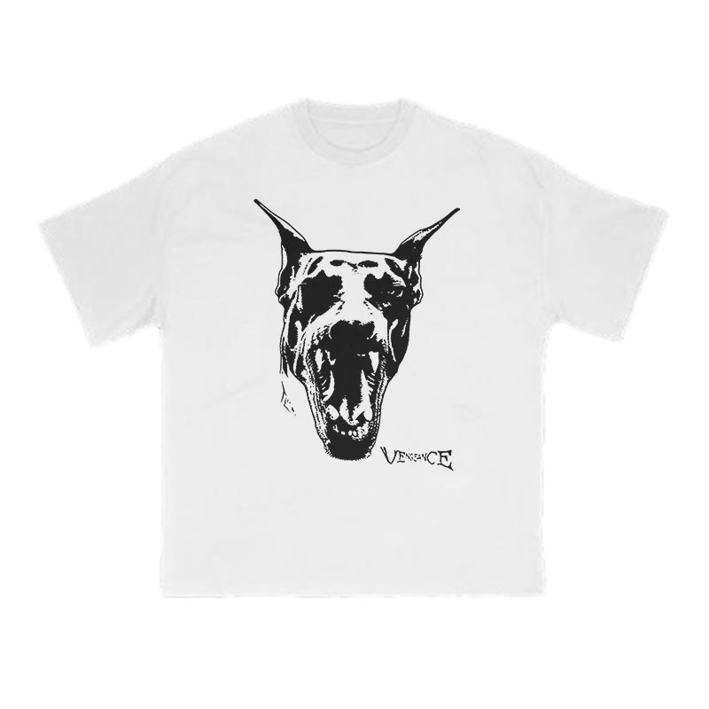 Roaring Doberman Print T-shirt - White - US16-18(2XL) - image 2