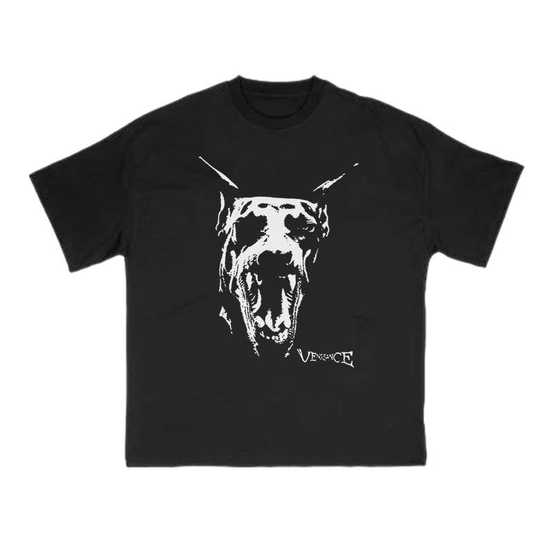 Roaring Doberman Print T-shirt - Black - US16-18(2XL) - image 1