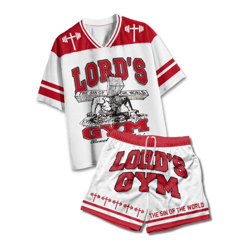 Lord's Gym Print Mesh T-shirt Set - Red - 4XL - image 1
