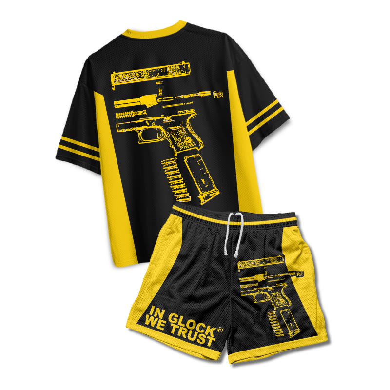 In Glock We Trust Print Mesh T-shirt Set - image 2