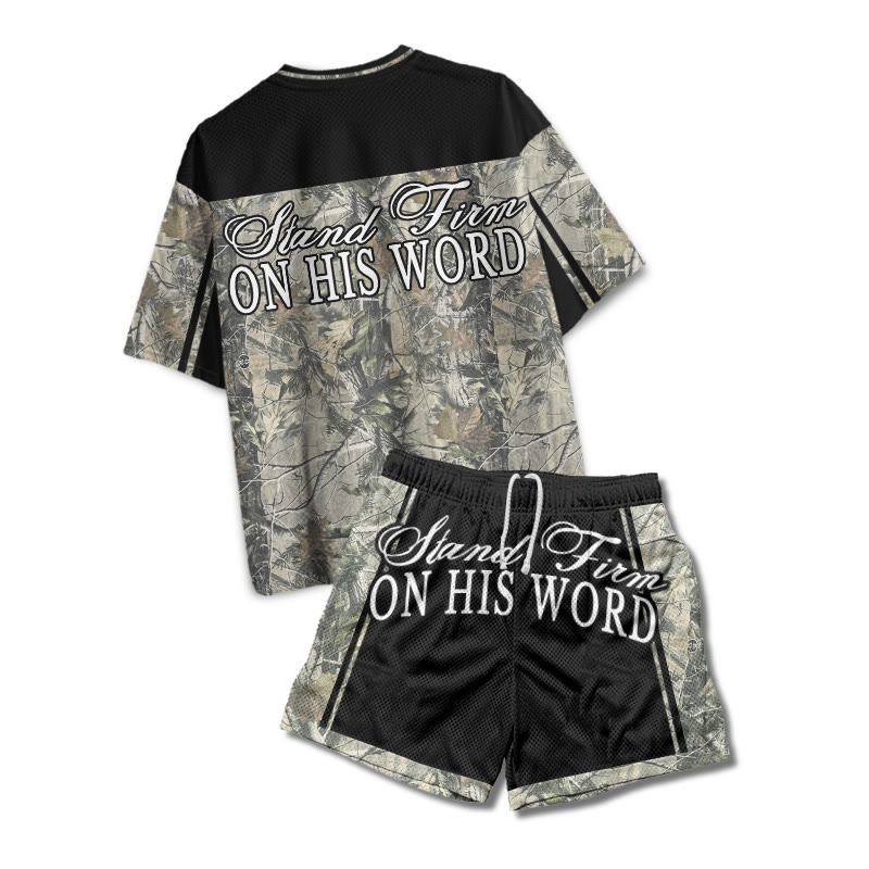 On His Word Dead Leaves Camouflage Print Mesh T-shirt Set - image 2
