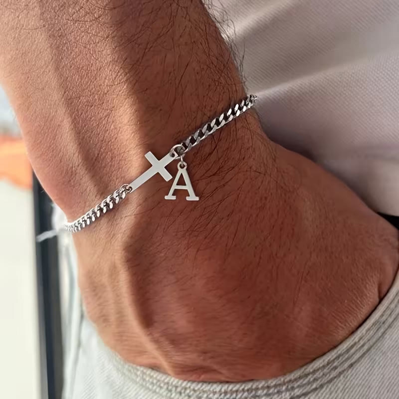 Letter Pendant Cross Bracelet - image 1