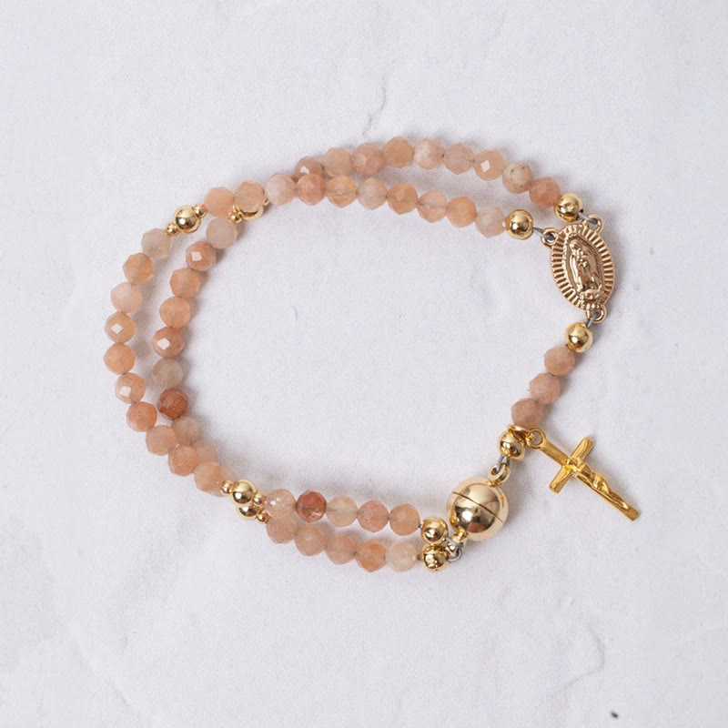 Virgin Mary Cross Charm Bracelet - Khaki - one size - image 1