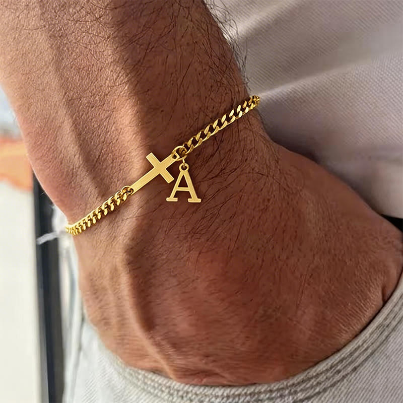 Letter Pendant Cross Bracelet