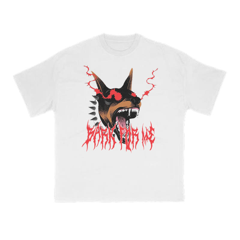 Bark For Me Snarling Doberman Print T-shirt - White - US16-18(2XL) - image 2