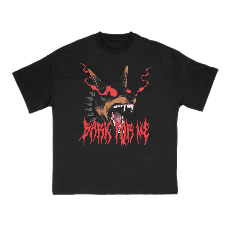 Bark For Me Snarling Doberman Print T-shirt - Black - US16-18(2XL) - image 1