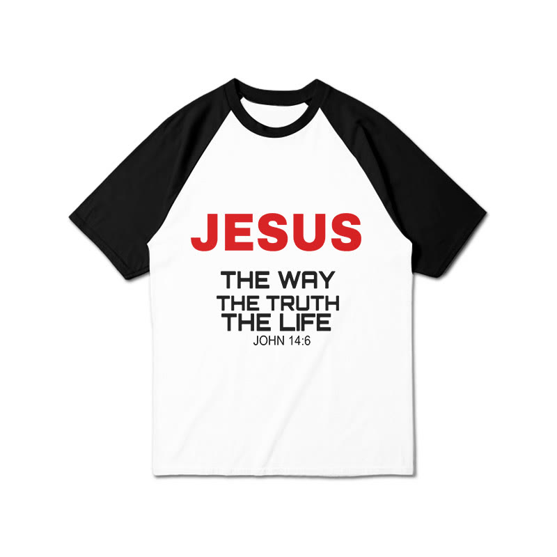 Jesus The Way The Truth The Life Print Raglan Sleeve T-shirt - Black - 3XL - image 1