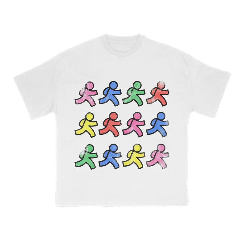 Fun Colorful Paper People Print T-shirt - White - US16-18(2XL) - image 2