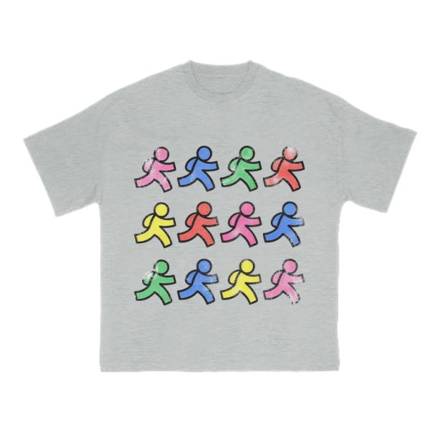 Fun Colorful Paper People Print T-shirt - Grey - US16-18(2XL) - image 3