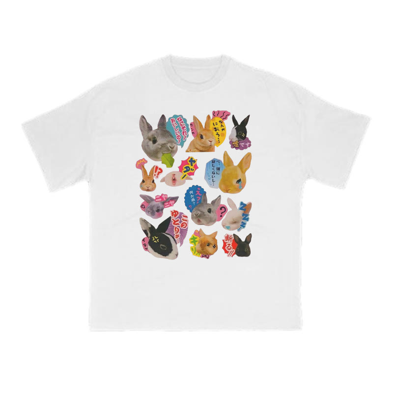 Cute Bunny Print T-shirt - White - US16-18(2XL) - image 1