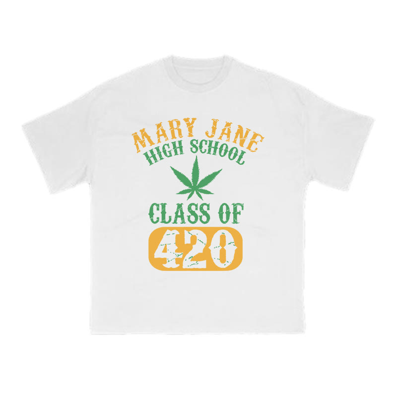 Mary Jane High School Class Of 420 Print T-shirt - White - US16-18(2XL) - image 2