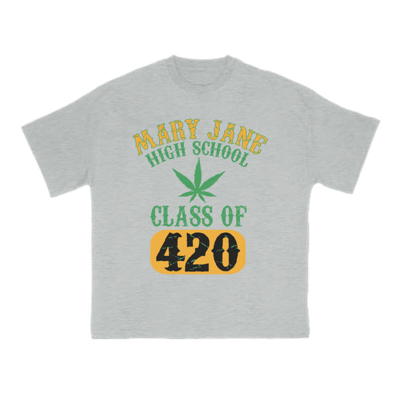 Mary Jane High School Class Of 420 Print T-shirt - Grey - US16-18(2XL) - image 3