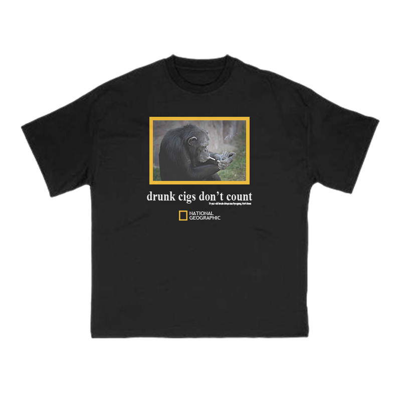 Drunk Cigs Don't Count Print T-shirt - Black - US16-18(2XL) - image 2