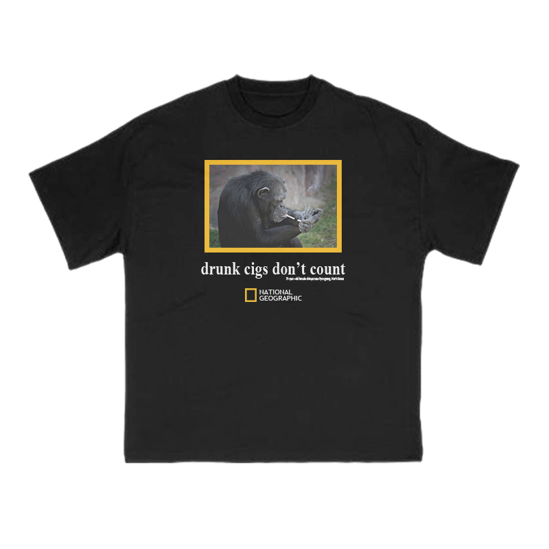 Drunk Cigs Don't Count Print T-shirt - Black - US16-18(2XL) - image 2