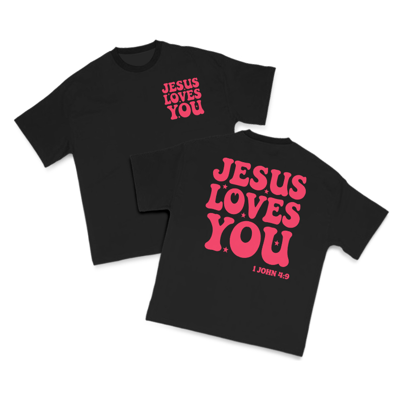 Jesus Loves You 1 John 4:9 Print T-shirt - Black - US16-18(2XL) - image 2