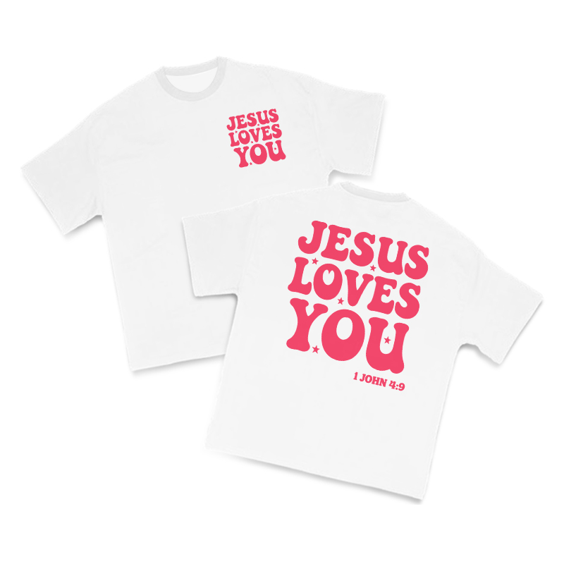 Jesus Loves You 1 John 4:9 Print T-shirt - White - US16-18(2XL) - image 1