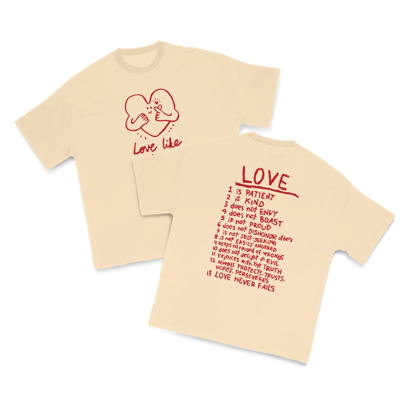 Love Like Jesus Cutie Heart Print T-shirt - Apricot - US16-18(2XL) - image 1