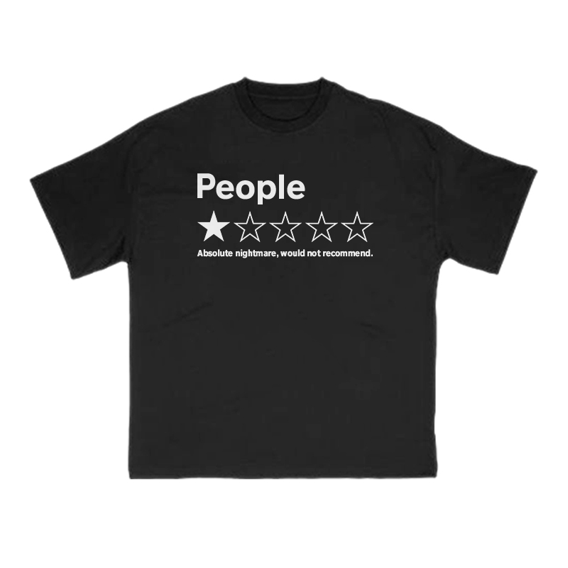 1-Star Bad Review People Meme Print T-shirt - Black - US16-18(2XL) - image 1
