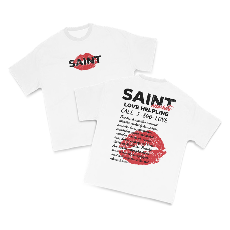 Love Helpline Print T-shirt - White - US16-18(2XL) - image 1