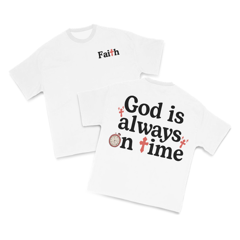 God Is Always On Time Print T-shirt - White - US16-18(2XL) - image 3